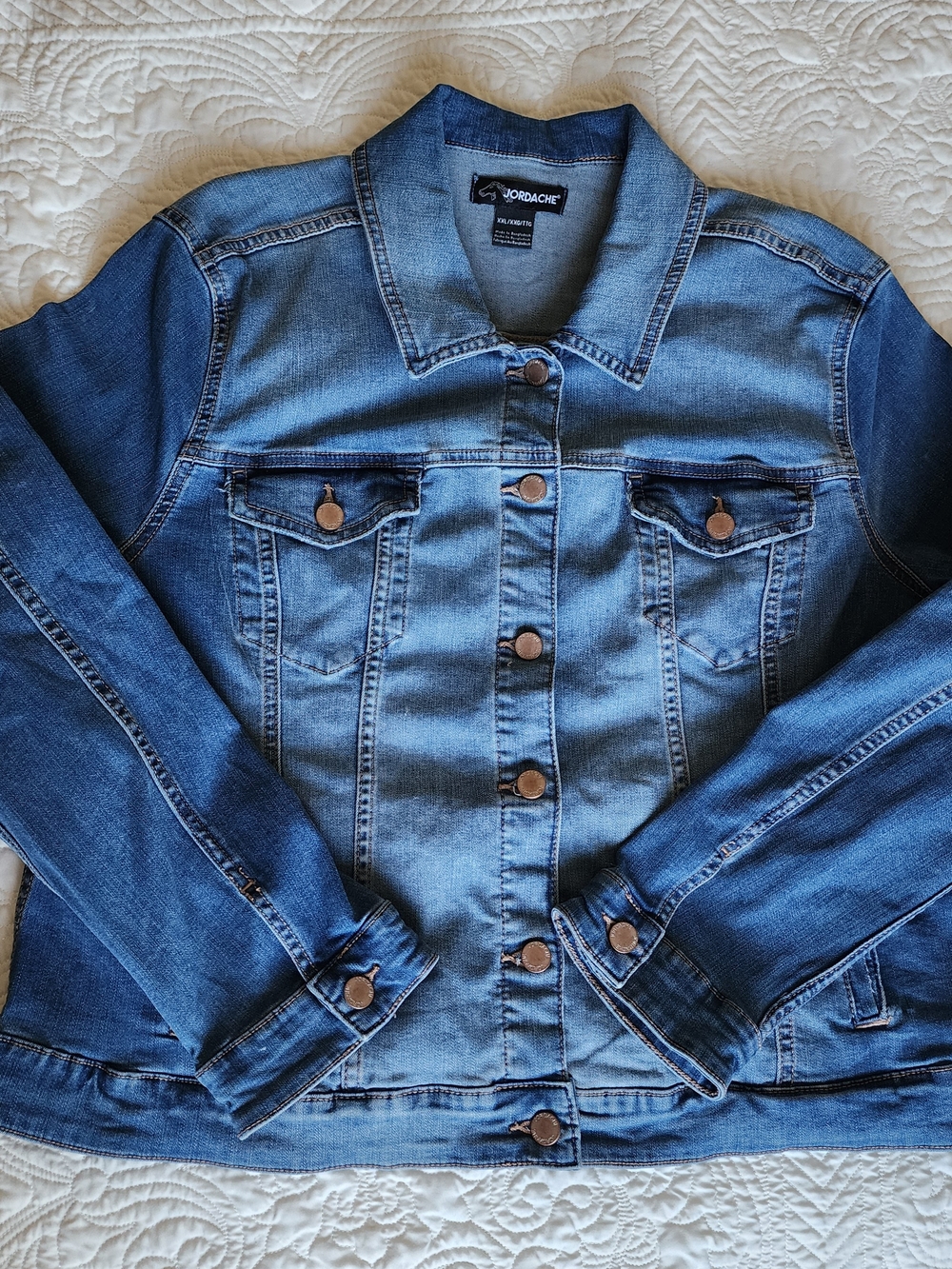 Jordache Women's Blue Denim Jacket XXL w/ Stretch Cotton Jean Rayon Blend